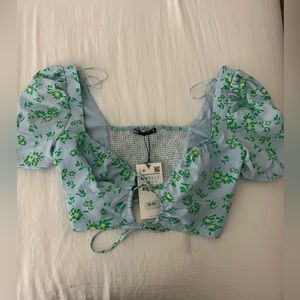 Zara Cropped Floral top- Never worn!